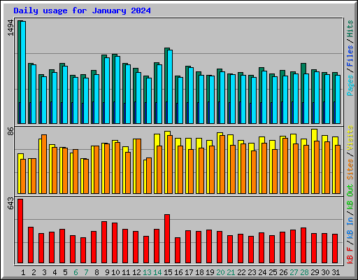 Daily usage for January 2024